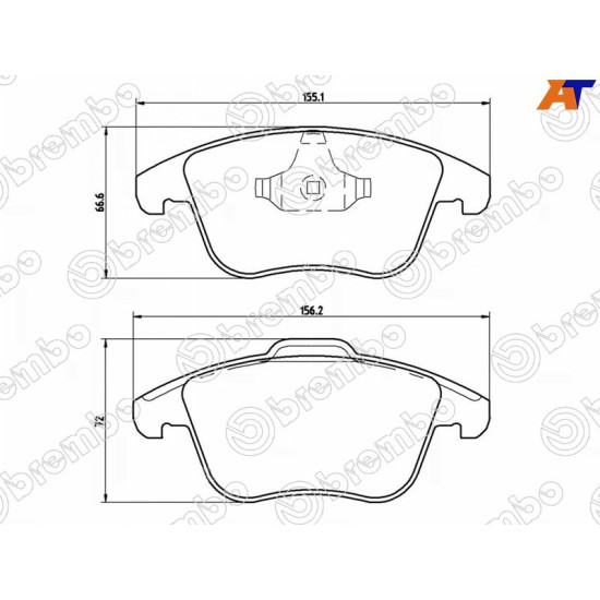 Колодки тормозные перед FORD MONDEO 07-14/FREELANDER II 06-14/VOLVO S60/XC70 07- BREMBO