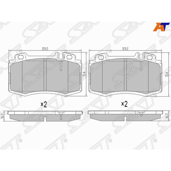 Колодки тормозные перед MERCEDES ML163 98-03/W211 SAT