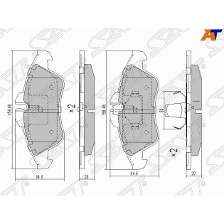 Колодки тормозные перед MERCEDES SPRINTER 95-06 SAT