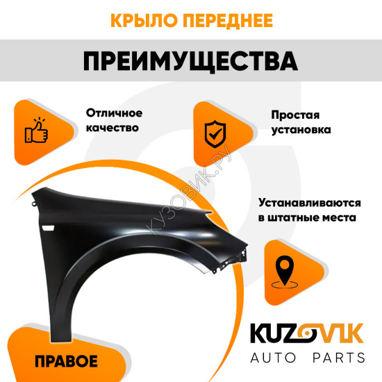 Крыло переднее правое Opel Astra H (2004-2014) KUZOVIK